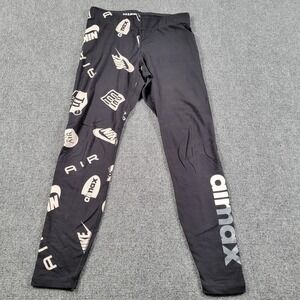 Nike Air Max Leggings Womens Small Black Logo Print Stretch Pants AR3569-013